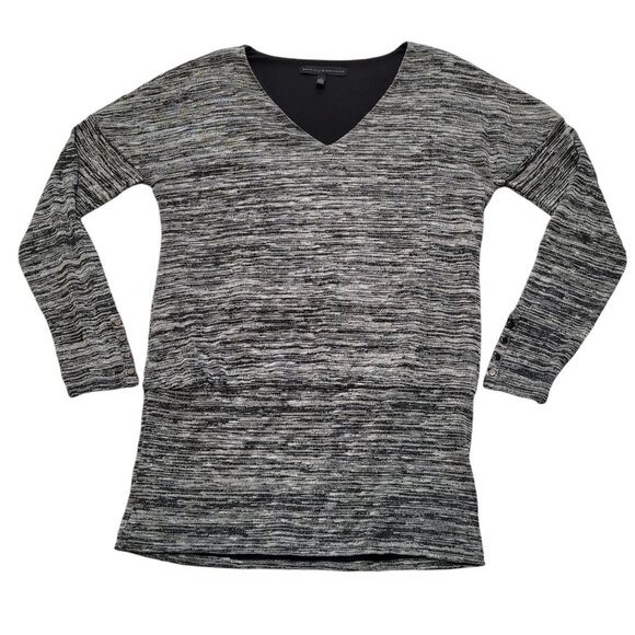 White House Black Market Tunic Shirt Lined Soft Grey Space Dyed Button Cuffs - Picture 1 of 15